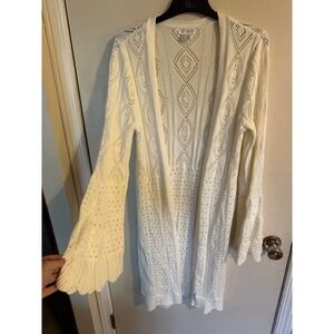 Venus Crochet Knit Bell Sleeve Duster Cardigan Cream Whimsygoth Fairy Size Small